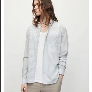 All Saints Light Gray Striped Casual Button Down Shirt